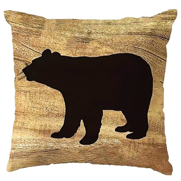 New Set of 2 Pillow Covers Cabin Rustic Moose Bear Man Cave Wilderness Case - Picture 3 of 4